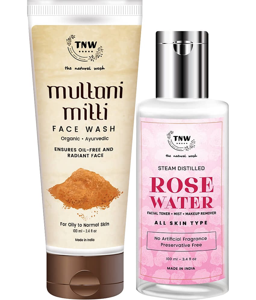 TNW - The Natural Wash Multani Mitti Face Wash & Rose Water 100ML Facial Kit mL Pack of 2