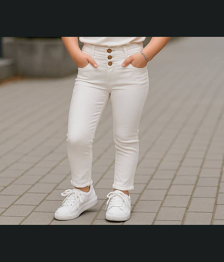 ICONIC ME Girls Denim Jeans ( Pack of 1 , White )