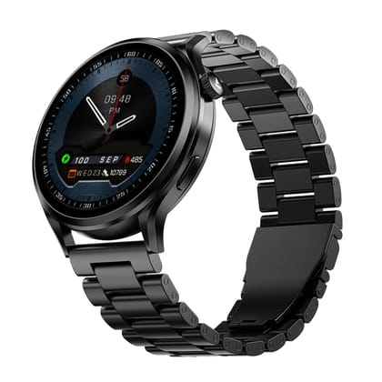 Boat Lunar Discovery Pro, 1.39" Display, Premium Metal Build, Round Dial, Emergency SOS, Functional Crown, Multiple Sports Modes, HR,SpO2 & Sleep Tracking, Smart Watch for Men & Women (Steel Black) Boat Lunar Discovery Pro, 1.39" Display, Premium Metal B