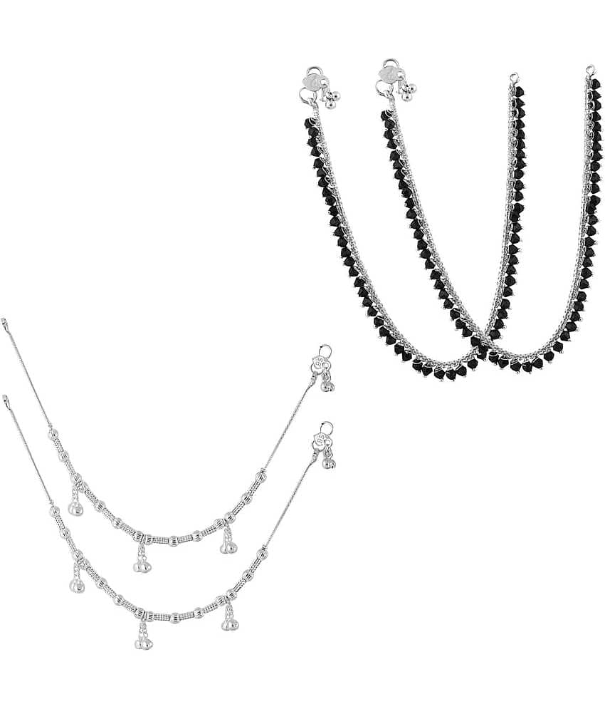 HEER COLLECTION - Silver Anklets ( Pack of 2 )