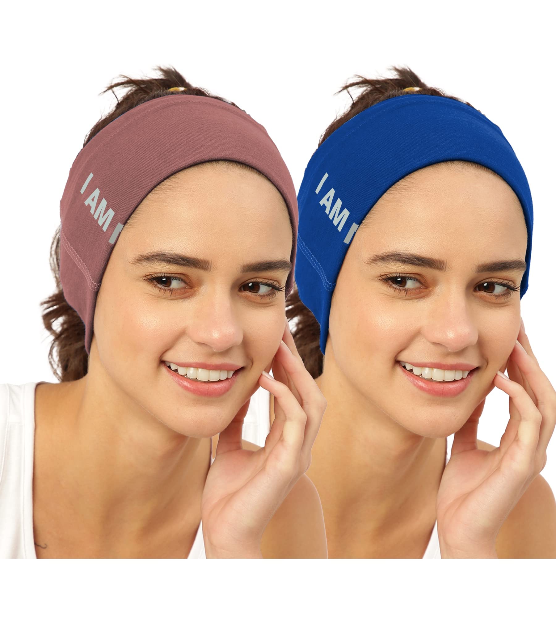 FREECULTR Unisex Bamboo Bandana, Anti Microbial Super Soft & Comfort Fit, Breathable Multipurpose Headband, Face Mask for Dust Protection and Sun - Size Printed Pack of 2-Cuban Peach, Pilot Blue