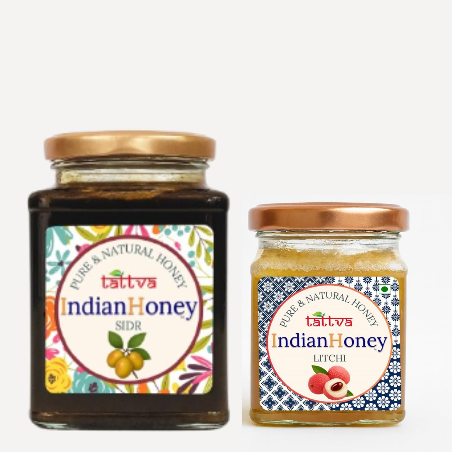 IndianHoney Premium & Highly Medicinal Sidr Honey & Buttery & Cognitive-Boosting Litchi Honey Combo Pack (500gm & 230gm) Sidr & Litchi