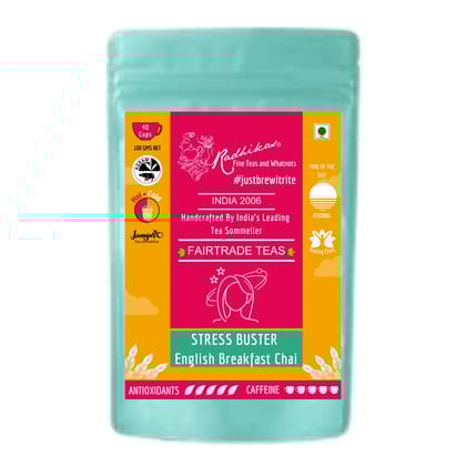 STRESS BUSTER English Breakfast Chai - Relax, Energize & Improve Mood (100 gm - Makes 40 Cups of Kadak Chai) by M/S RADHIKAS FINE TEAS AND WHATNOTS