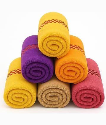 Welhouse India Cotton Printed Face Towel 301-350 GSM ( Pack of 6 ) - Multicolor