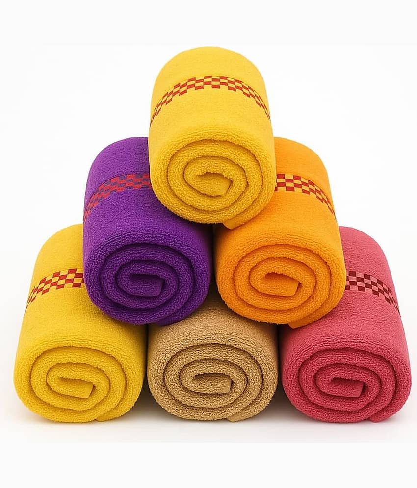 Welhouse India Cotton Printed Face Towel 301-350 GSM ( Pack of 6 ) - Multicolor