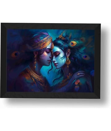 Saf - Radha krishna Religious wall hanging Painting with Frame (1U)