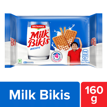 Britannia Milk Bikis Biscuit - Crunchy, Zero Trans Fat, Ready To Eat, 160 G Britannia Milk Bikis Biscuit - Crunchy, Zero Trans Fat, Ready To Eat, 160 G