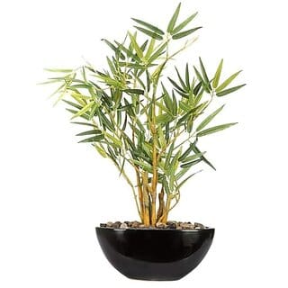 De Gardenia Artificial Bamboo Bonsai Plant in a Ceramic Pot for Home and Office Decor (199 Leafs 38 cm Tall Mixed Material Green)