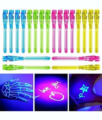 FREEDY CRAFT Portable Invisible Magic Pen with UV-Light (Set of 12) (Random Color)