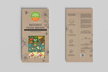 UTMT Under The Mango Tree - Reusable Beeswax Wrap Set of 3 - Sustainable, Biodegradable, Zero Waste, Plastic-Free Food Storage Solution for Cheese, Fruits, Vegetables, and Snacks