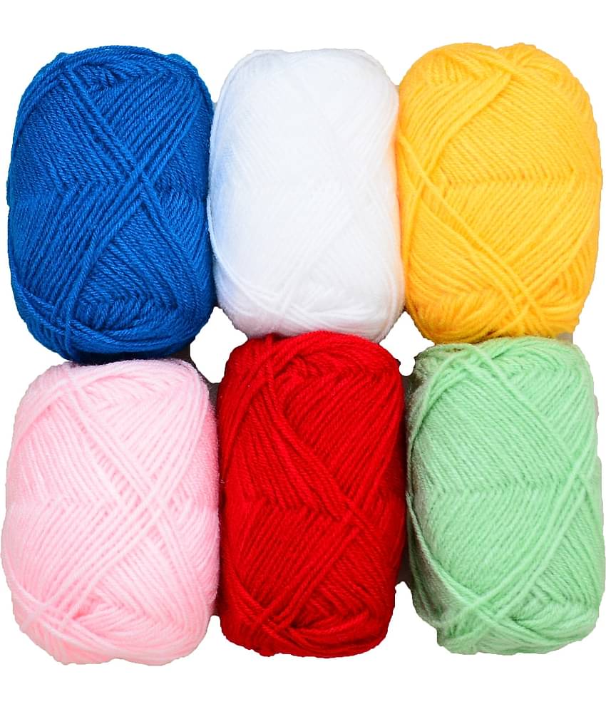 100% Acrylic Wool Royal (6 pc) Bunny 4 Combo 4 ply Wool Ball Hand Knitting Wool/Art Craft Soft Fingering Crochet Hook Yarn, Needle Knitting Yarn Thread Dyed
