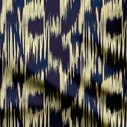 Beige & Indio Abstract Ikat Print Fabric-Cotton