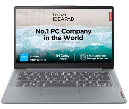 Lenovo IdeaPad Slim 3 Intel Core i3-1305U 14" (35.5cm) FHD IPS 300 Nits Thin & Light Laptop (8GB/512GB SSD/Win 11/Office 2021/Alexa Built-in/1 Year ADP Free/Arctic Grey/1.37Kg), 82X60013IN Lenovo IdeaPad Slim 3 Intel Core i3-1305U 14" (35.5cm) FHD IPS 30