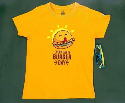 KUCHU Unisex Tshirt | Made of Super Combed Cotton-Modal Natural Fiber Better Than 100% Cotton| Soft & Breathable Fabric| Unique Digitally Printed Design |Vibrant Colour | Burger_Day