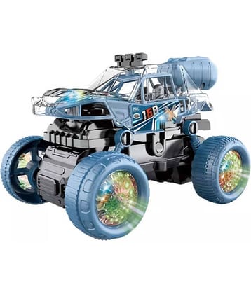 RAINBOW RIDERS Stunt Car /Stunt Spray Battery Operated Car with 3D Flashing Light & Sound Toy for Kids Friction Power Toy Car for Kids - 360 Degree Stunt Car for Boys Age 3+ Years Stunt Toy Car, Rock Crawler- Plastic Multiple Color Options Are Available