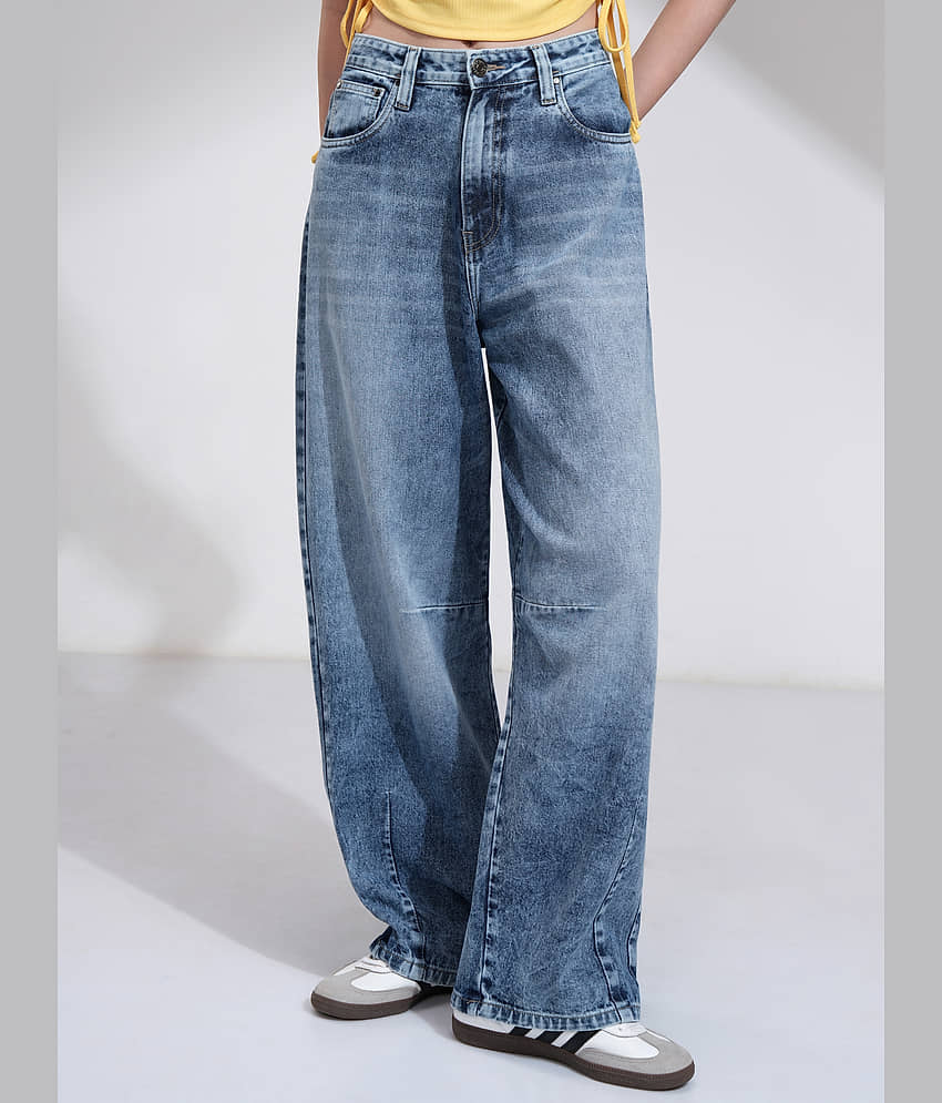 Tokyo Talkies Women's Regular Fit Mid-Rise Jeans ( Light Blue )