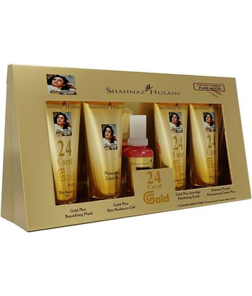 Shahnaz Husain Gold Skin Radiance Timeless Youth 10gx4 Kit (G.Scrub,G.Gel,M.Cream,G.Mask) FREE-Professional Power Skin Tonic 15 ml