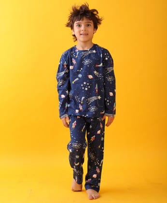 SOLAR SYSTEM DREAMS LONG SLEEVES PYJAMA SET - BLUE-6-12 MONTHS / 2N / BLUE