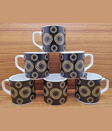 Laghima jadon Beautiful printed Solid Ceramic Tea Cup 200 ml ( Pack of 6 )