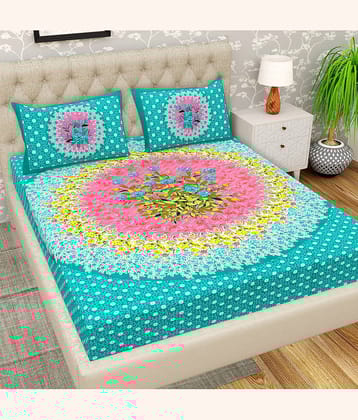 Cosito Cotton 1 Double Bedsheet with 2 Pillow Covers ( Green )