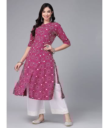 Stylum Rayon Printed Front Slit Women's Kurti - Magenta ( Pack of 1 )