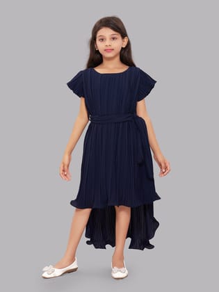 Pink Chick High Low Dress -Navy Blue-12-13y / Navy Blue