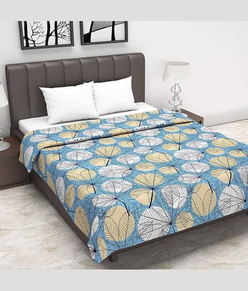 DIVINE CASA Double Cotton Blue Floral Dohar