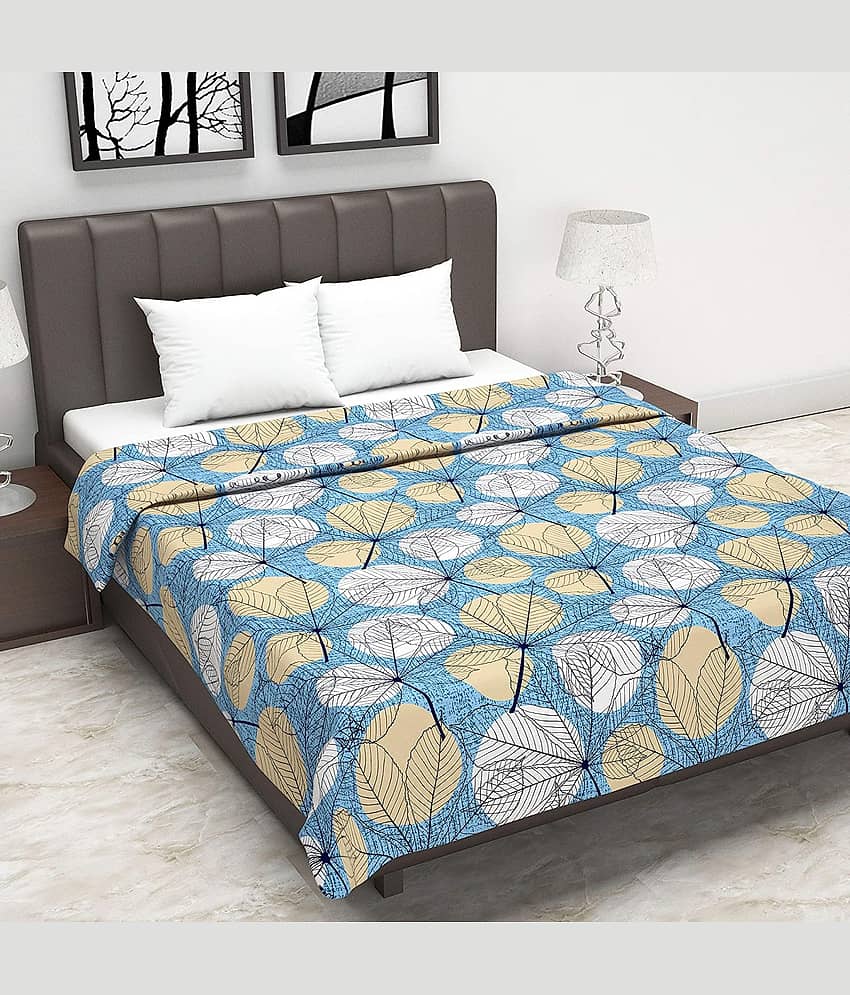 DIVINE CASA Double Cotton Blue Floral Dohar