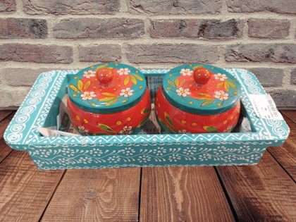 Snacks jar wooden set of 2 | Saras Aajeevika