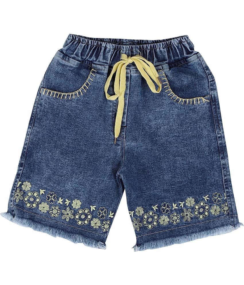 Cremlin Clothing - Blue Denim Girls Hot Pants ( Pack of 1 )