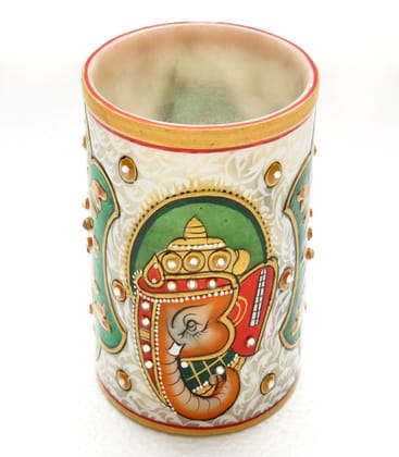 Marble Ganesh Ji Painting Pen Holder
