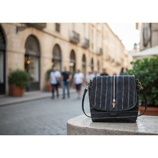 Classic Urban Sling Bag with Textured Fabric Flap Closure