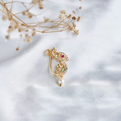 Solar Flare Nose Pin-Red-Green-White / Gold Plated / Free Size