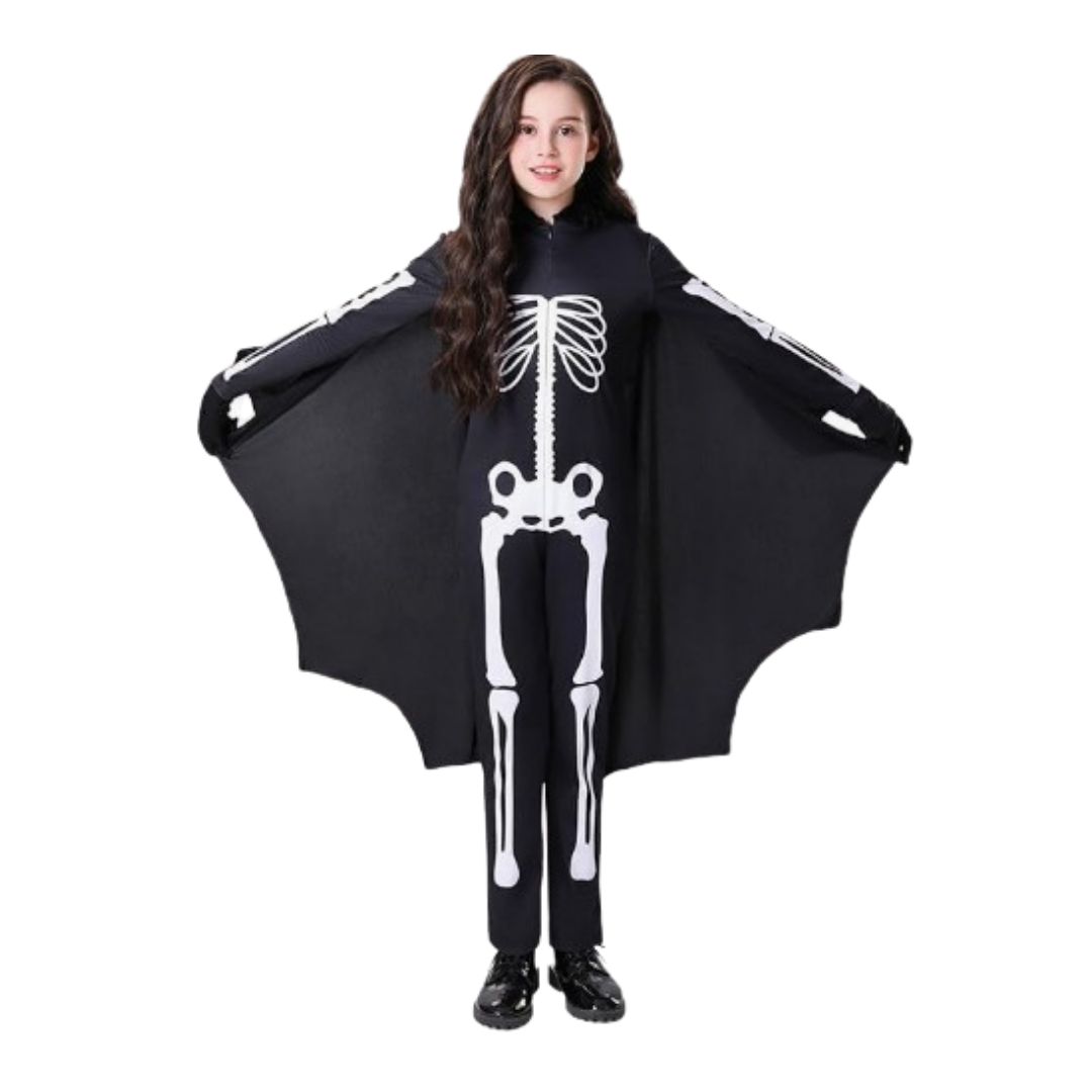 Wanna Party Kids Bat Skeleton Costume - Size M - Age 5 to 7