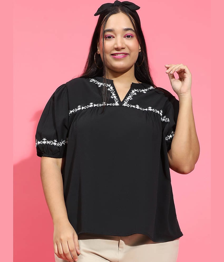 Oxolloxo Women's Polyester Regular Top ( Black )