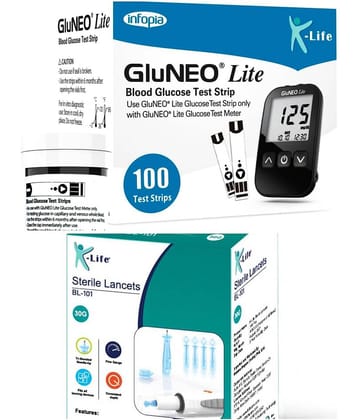 GLUNEO LITE 100 Lancet with 100 Test Strips