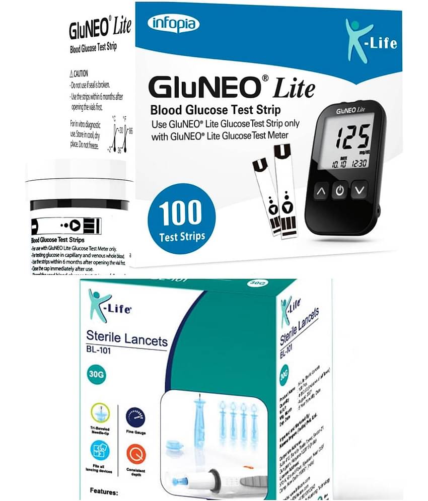 GLUNEO LITE 100 Lancet with 100 Test Strips