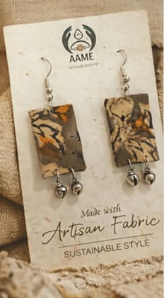 Handmade Canvas Cotton Rectangular Earrings