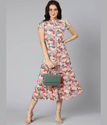 Oxolloxo Women Viscose Rayon Printed A-line Dress ( Multicolor )