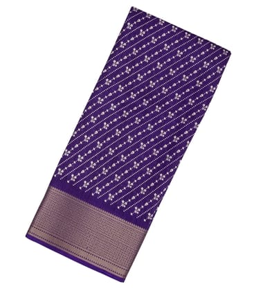 Purple Woven Art Dola Saree With Printed Floral Motifs-Purple