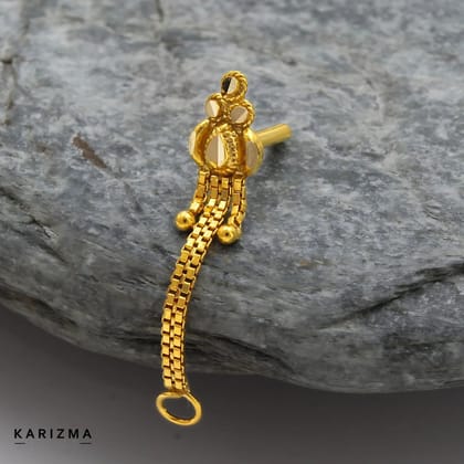 14k Real Gold Indian gifting jewelery Chain Style Women Nose Stud Push Pin