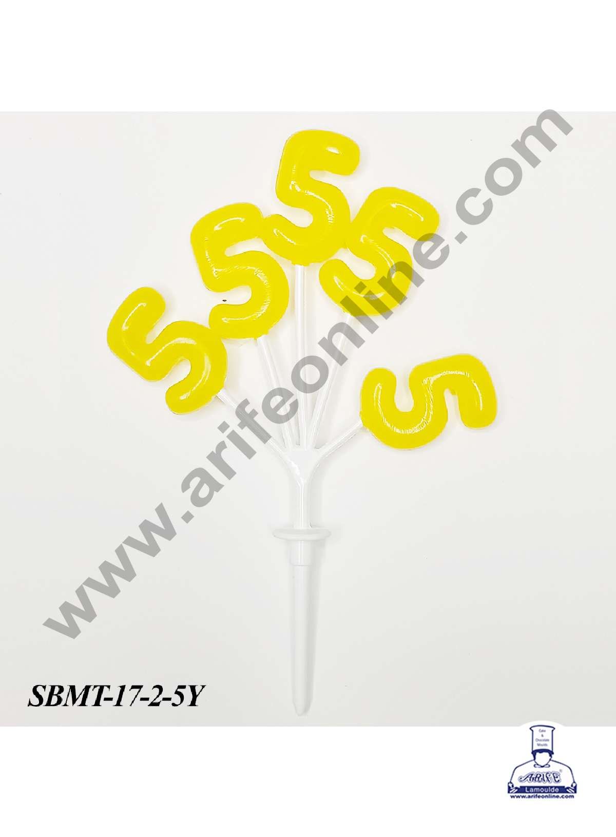 CAKE DECOR™ 5 Number Plastic Bunch Cake Topper - 1 Bunch-Yellow