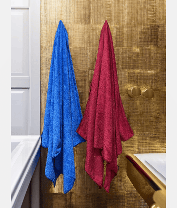 Finesse Decor Pack of 2 Microfibre 325 -GSM Bath Towel ( Maroon )