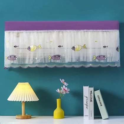 Stylish Purple & White Fish Pattern Air Conditioner Dust Cover