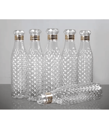 SARVASHVA TRENDS diamond water bottle, fridge water bottle, bottle White Plastic Fridge Water Bottle 1000 mL ( Set of 6 )