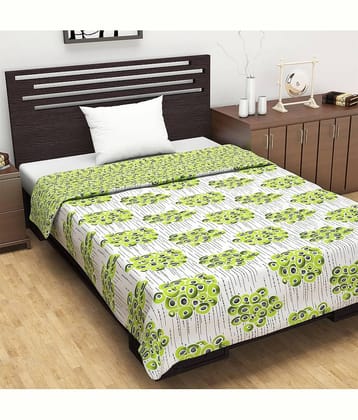 DIVINE CASA Single Polyester Green Floral Dohar