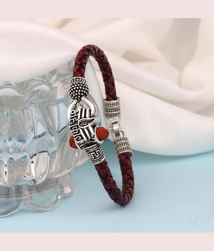 PAYSTORE Silver Plated Mahakal Rudraksha Kada For  Men & Women