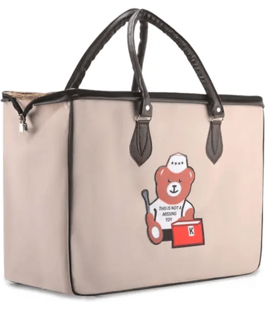 ASTUTE Folding Travel Duffle Luggage Bag, Shoulder Bag Large - Beige