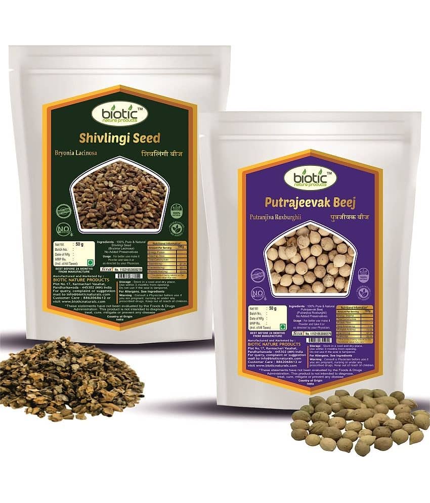 Biotic Shivlingi Seed and Putrajeevak Seeds Combo (50g Each) 100 gm Pack of 2