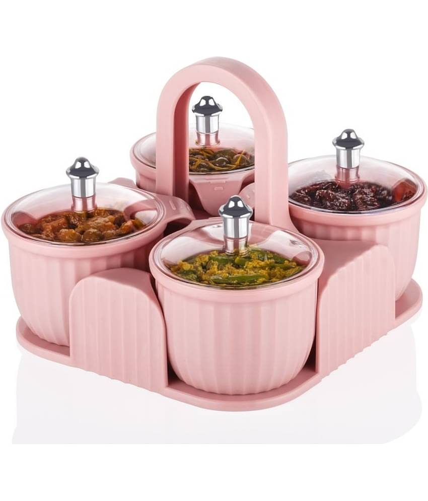 Analog kitchenware Dry Fruit/Masala/Dal Plastic Pink Pickle Container ( Set of 1 )